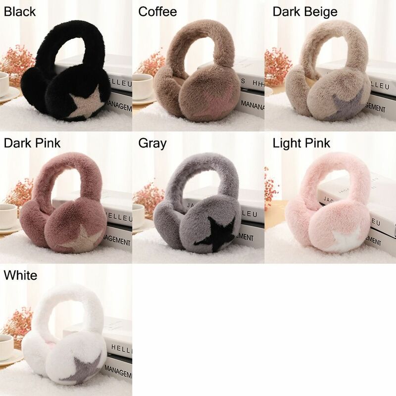 Stars Pattern Winter Earmuffs Fashion Soft Faux Fur Outdoor Ear Warmers Foldable Furry Ear Covers for Cold Weather