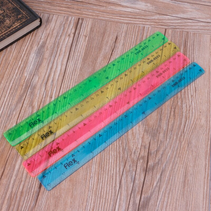 Soft Clear Ruler Bendable Anti-break PVC Ruler Inches Metric Scales for Students