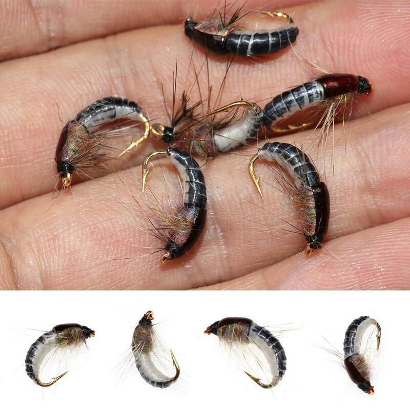 6PCSTrout Fishing Realistic Nymph Scud Fly Nymphing Artificial Insect Baits Flying Lure Fishing Accessories