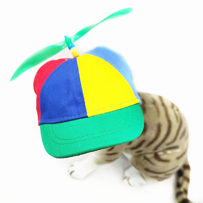 หมวกใบพัดสำหรับสัตว์เลี้ยงหมวกแบบถอดออกได้สีสันสดใสมีหมวกกันแดดระบายอากาศได้ดีสำหรับฤดูร้อนกลางแจ้ง