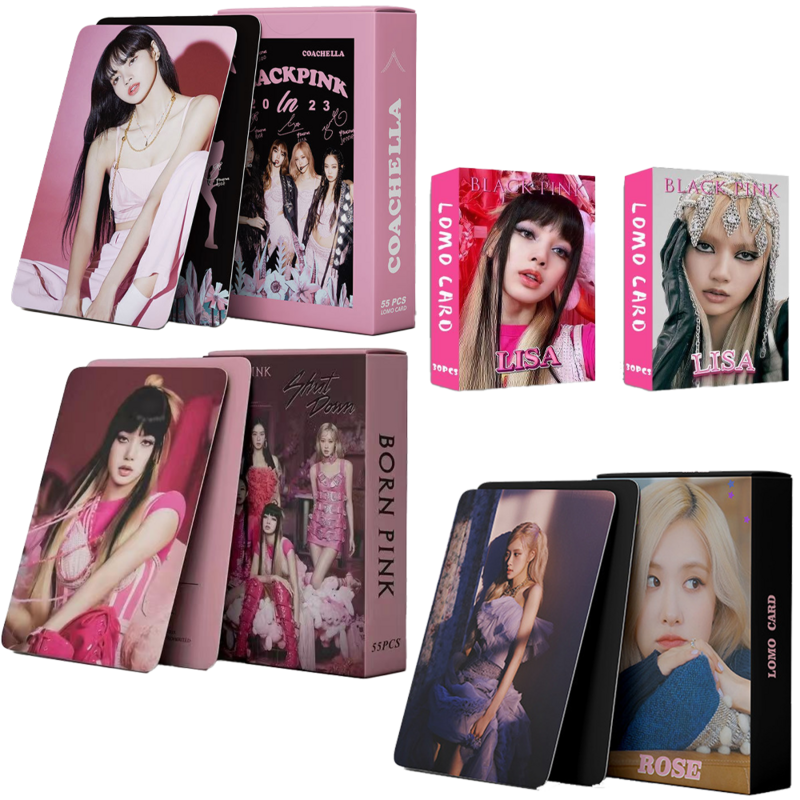 Tarjetas LOMO de Pinks negros, álbum de fotos, colección de tarjetas postales, sesión fotográfica de doble cara, cantante Pop, estampado de estrellas, regalos coleccionables para fanáticos