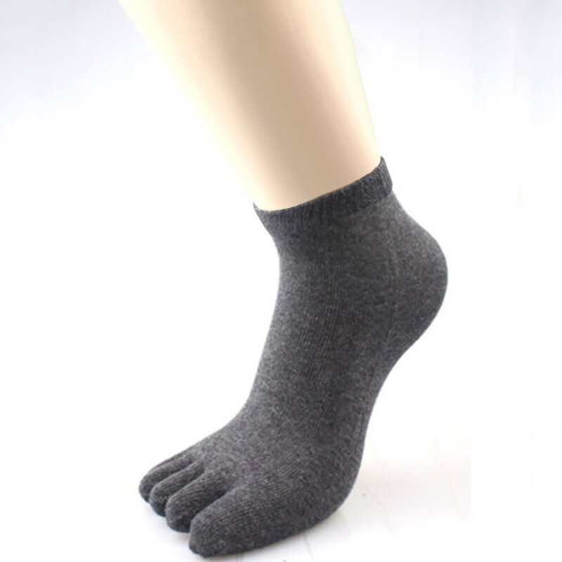 Mens Toe Socks Cotton Five Fingers Socks Breathable Short Ankle Crew Socks Sports Running Solid Color Black White Grey