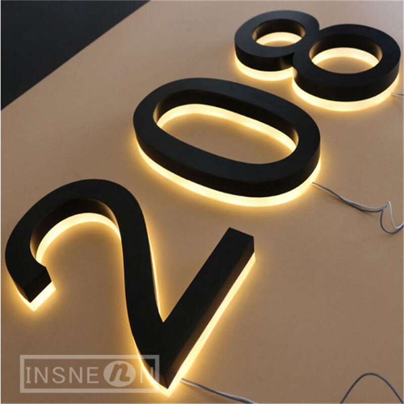 Customized Stainless Steel Backlit House Numbers Outdoor Waterproof Door Marker Letter Sign for the Wall