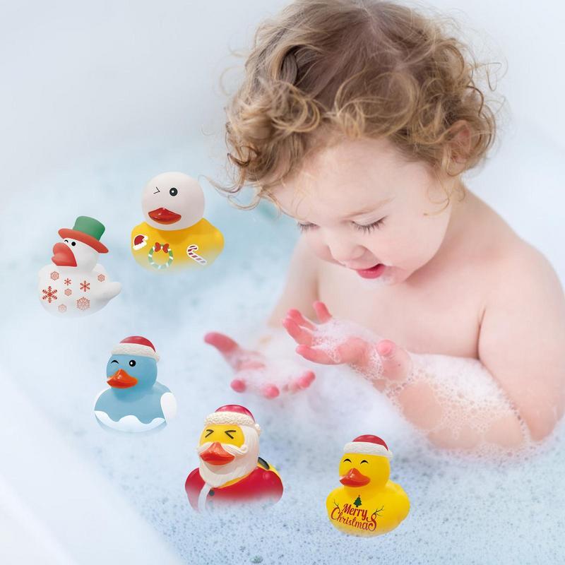 Mini Ducks Rubber Bath Toys para meninos e meninas, bonito Party Favors, macio, bonito, tema de Natal, Ducky, 24pcs