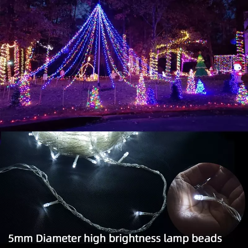 Outdoor Natal LED String Lights, Decoração Xmas, Fairy Light, Iluminação do feriado, Grinalda da árvore, 10m, 100LEDs