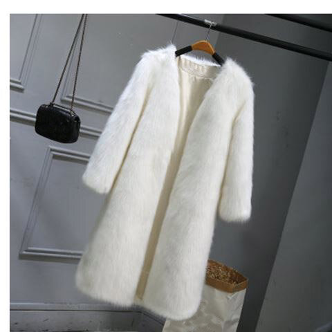여성용 중간 길이 인조 여우 모피 디자인 코트, 겨울 새로운 스타일 0116