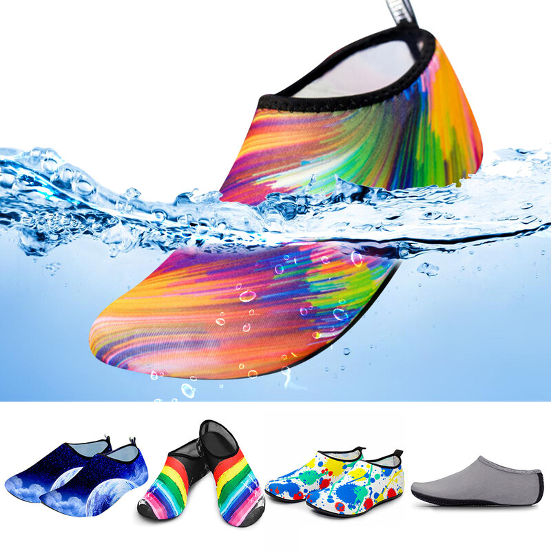 Sepatu Air Uniseks Kaus Kaki Menyelam untuk Renang Sandal Pantai Aqua Musim Panas Sepatu Flat Shoes Pantai Kaus Kaki Sneakers Antiselip Sandal untuk Pria Wanita