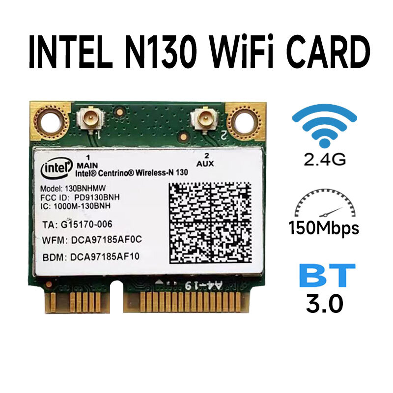 Adaptador de Suporte Bluetooth Wlan Wireless-N 130, Mini PCI-E, Placa WiFi 802.11n para Intel Centrino 130, BNHMW