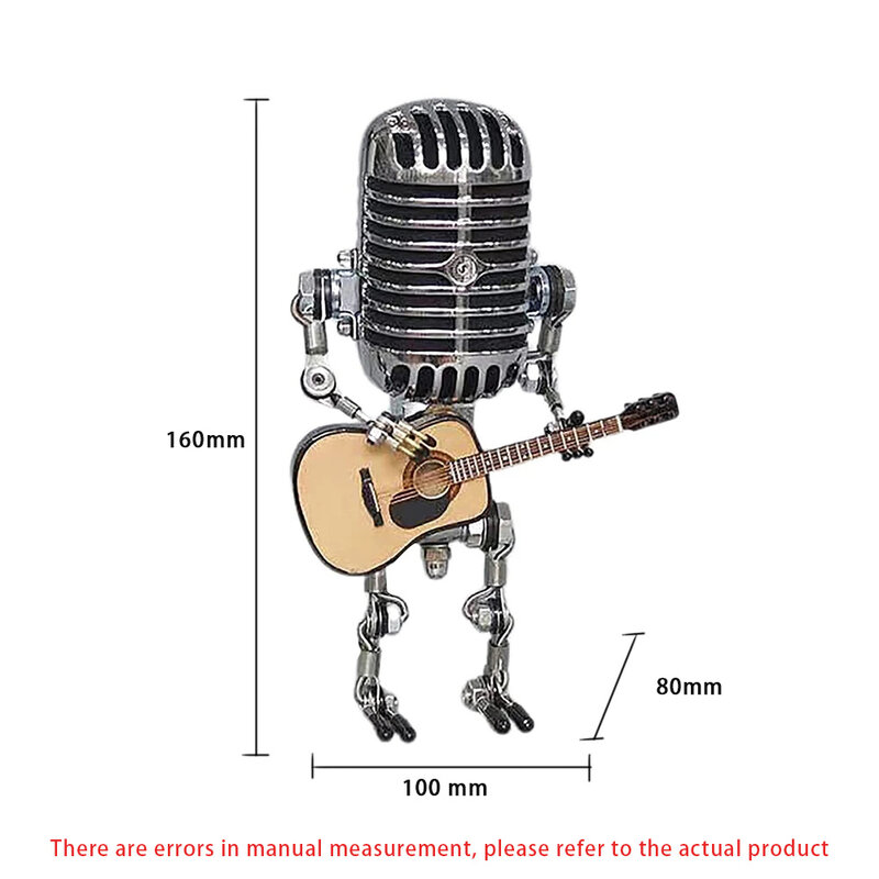 Criativo do vintage microfone robô toque dimmer lâmpada de mesa robô mão-realizada guitarra decoração do escritório em casa ornamentos de mesa