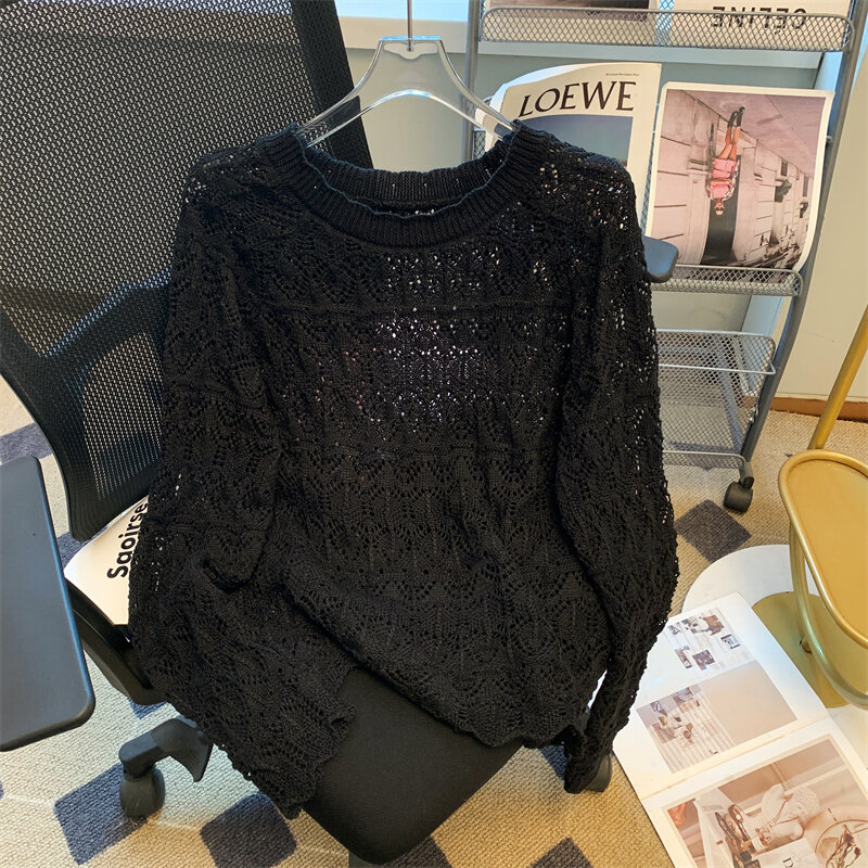 중공 통근자 니트 루즈 패션 스웨터, 여성 의류 스타일, 2024 용수철 여름 신상