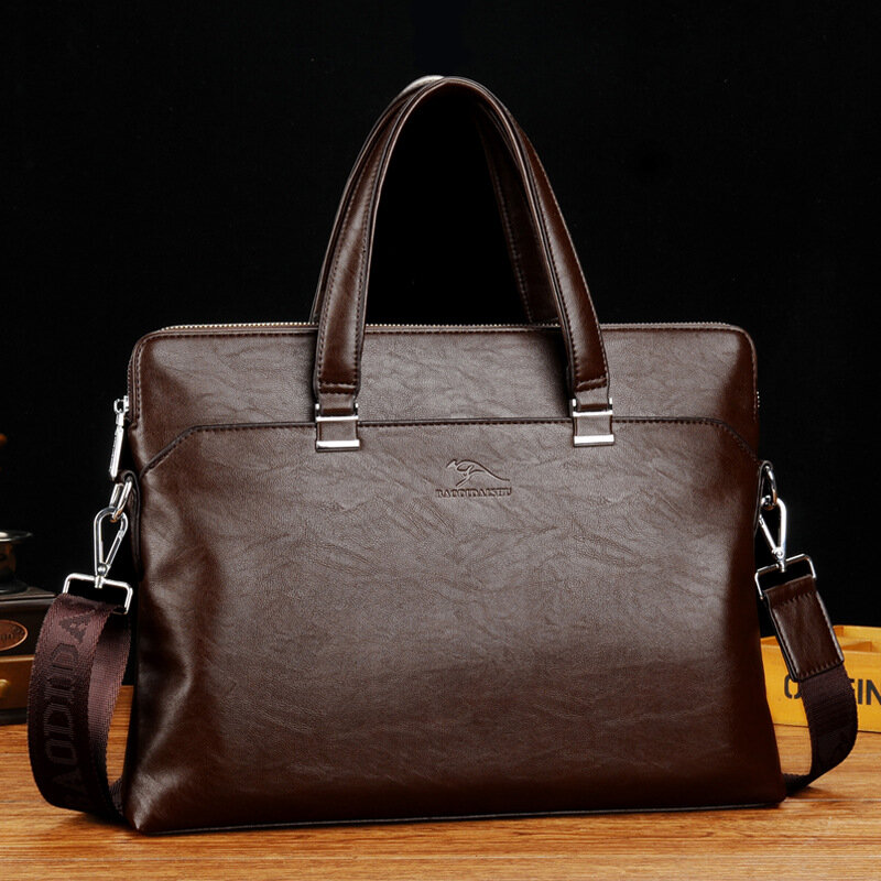 Luxury Men's Leather Briefcase Large Capacity Handbag Office Shoulder Messenger Bag Business Male Laptop Tote Bag