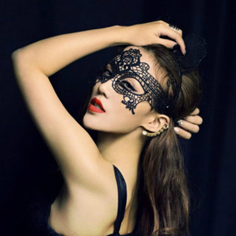 Maschera per gli occhi Sexy pizzo veneziano Masquerade Ball Halloween Party Fancy Dress Costume puntelli Lady Black Lace Hollow Face Mask
