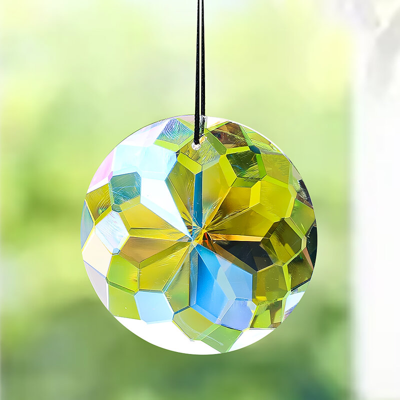 60mm Mandala Suncatcher Crystal Prisms Hanging Flower Faceted Glass Chandelier Pendant Light Rainbow Catcher Home Garden Decor