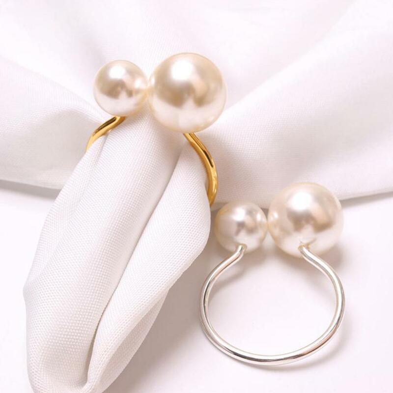 1pc elegante pérolas guardanapo anéis de batismo ouro bangle metal titular guardanapo de casamento presente decoração do chuveiro de noiva para fontes de festa