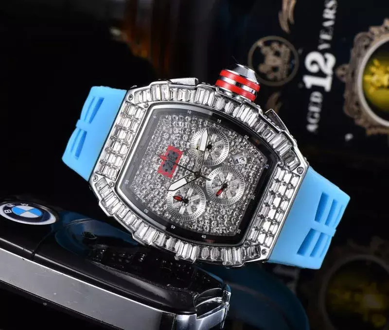 2024 Top Luxury RM Automatic Sport 6-pin AAA Men's Watch Mechanical Large Diamond Men's Quartz Watch