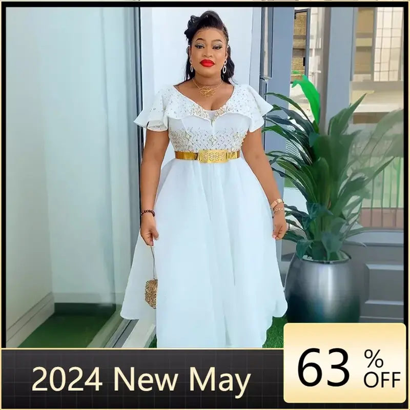 Plus Size Afrikaanse Trouwfeestjurken Voor Vrouwen 2024 Nieuwe Dashiki Ankara Avondjurk Elegante Kalkoen Outfit Gewaad Afrika Kleding