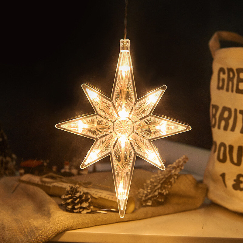 Lámpara colgante de Papá Noel con copos de nieve, luz LED de Navidad, adornos de ventana, decoración de año nuevo para el hogar, decoración de Navidad
