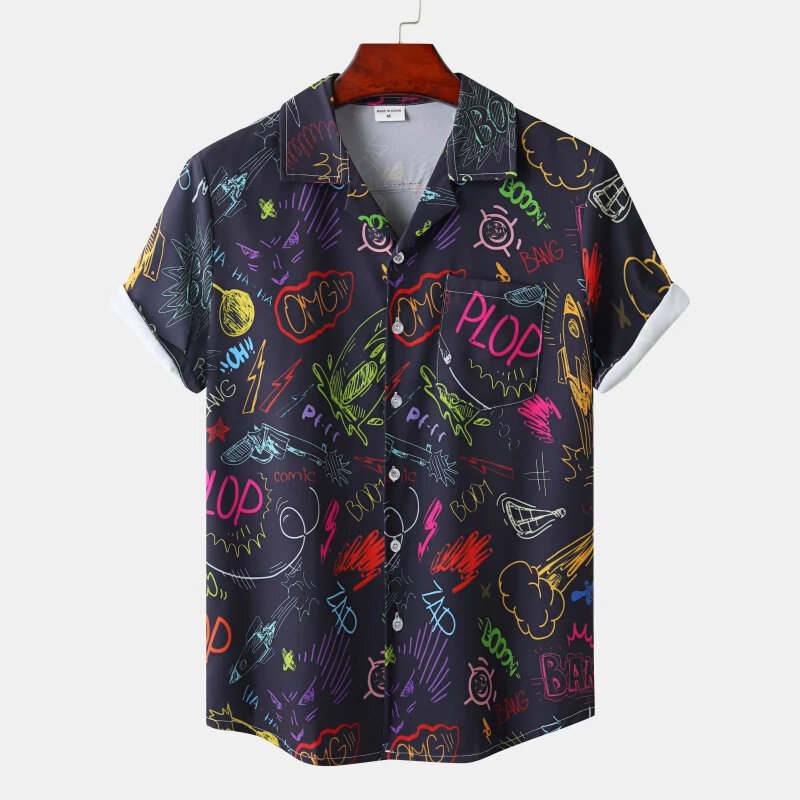 Summer Rainbow Men's Vocation Lapel Camisa Oversized Hawaiian Shirts 3d Print Fashion Men Women Beach Short-sleeved Blouse Tops