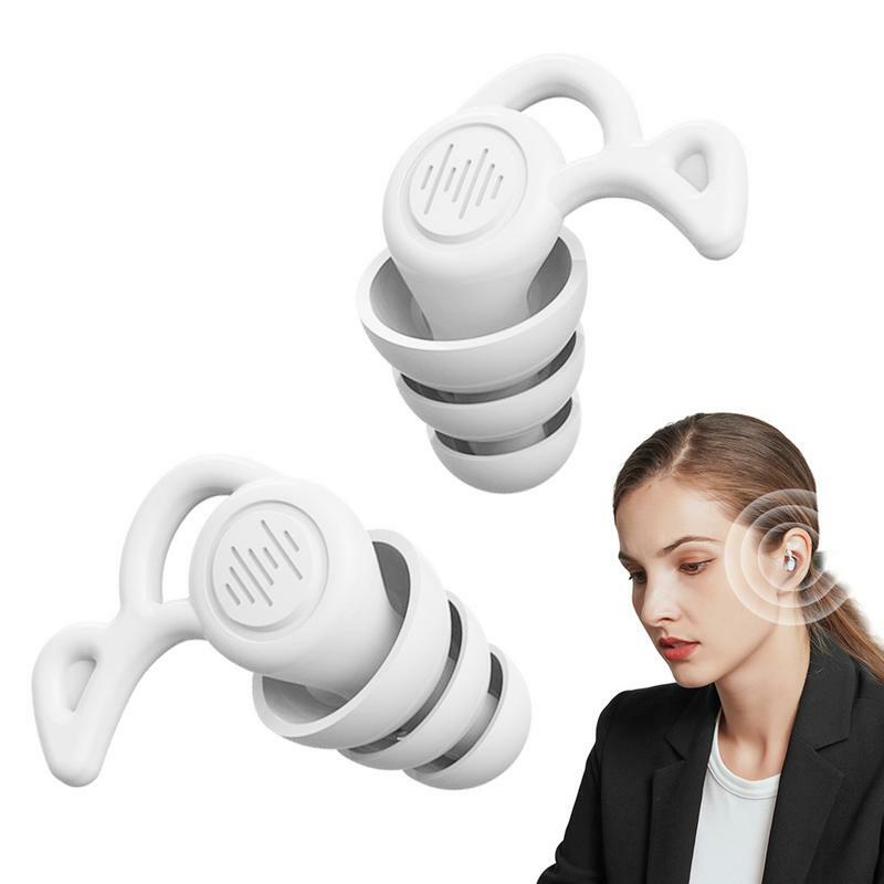 Tapones para los oídos de 3 capas para dormir, tapones para los oídos de silicona con reducción de ruido, protección auditiva reutilizable, bloqueo de sonido