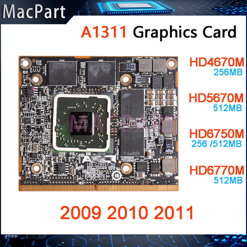 오리지널 HD4670M HD5670M HD6750M HD6770M 256MB 512MB 비디오 카드, 애플 아이맥 21.5 "A1311 그래픽 카드 2009 2010 2011 년형