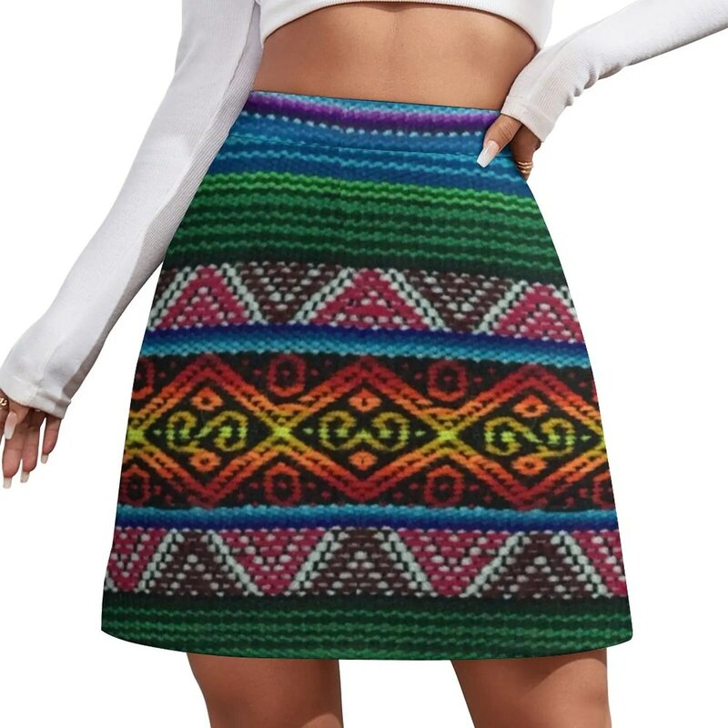 Minigonna con motivo tessile peruviano abbigliamento donna abito donna gonne donna minigonna in denim