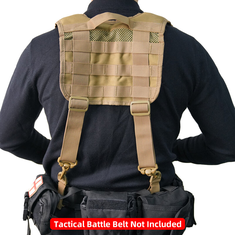 Tactical Police Suspenders for Duty Belt Harness Law Enforcement with Adjustable Strap and 4 Tool Belt Loops