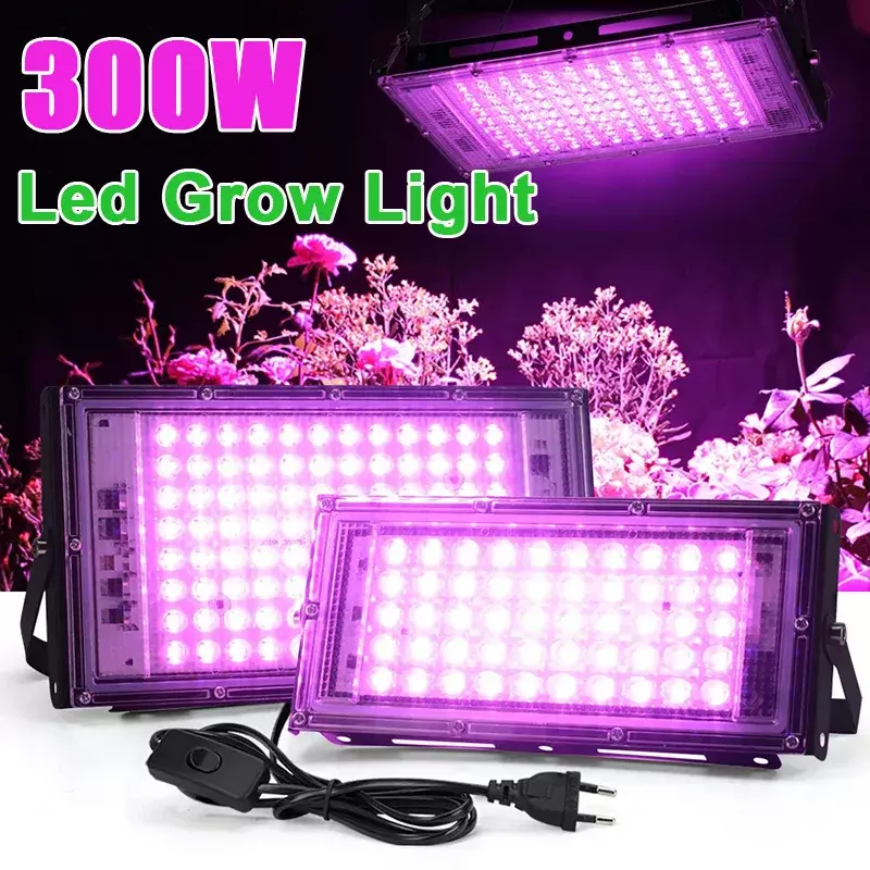 LED Grow Light com interruptor ligado e desligado, Espectro completo, Lâmpada Phyto para Estufa, Plantas Hidropônicas, Iluminação para Crescimento de Sementes de Flores, AC 220V