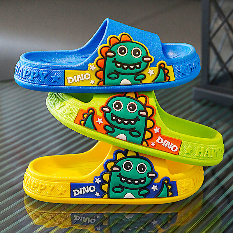 Children Slippers 2 To 12 Years Boys Cartoon Dinosaur Summer Shoes Infantil Girls Slippers Bathroom Non-slip Kids Slides