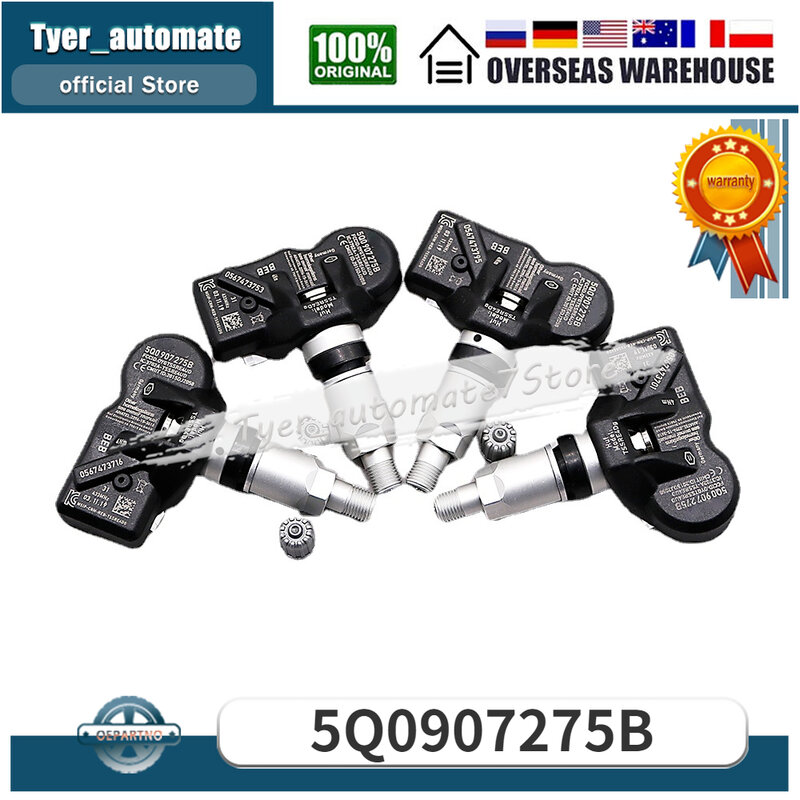 4PCS 5Q0907275B Tire Pressure Sensor Monitoring System TPMS For Audi RS3 Bentley Bentayga Porche Volkswagen Beetle Golf Eos