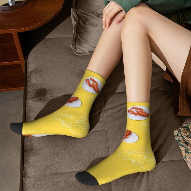 Носки с рисунком лобстера, Супермягкие чулки в стиле Харадзюку, всесезонные длинные носки, аксессуары для мужчин и женщин, подарки