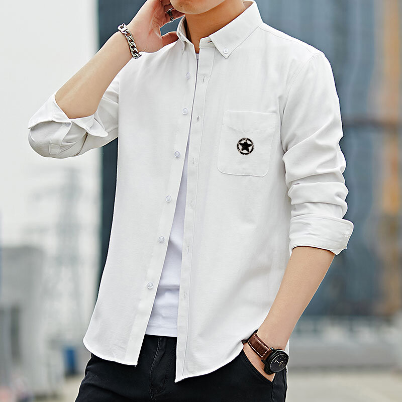 Camisa de algodão masculina, camisa estrela, marca de moda