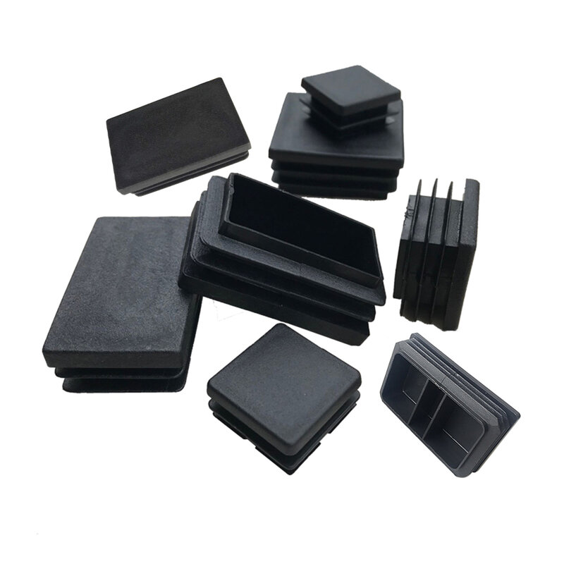 Rectangle Plastic Blanking End Cover Cap Black Tube Insert Plug Pipe Stopper For Living Room Furniture Table Chairs Bed Frame