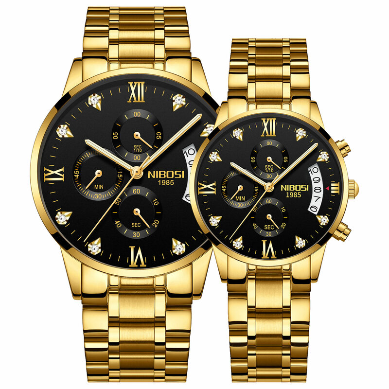 NIBOSI-Reloj de pulsera para Hombre y Mujer, accesorio de cuarzo resistente al agua, a la moda, para parejas, 2024