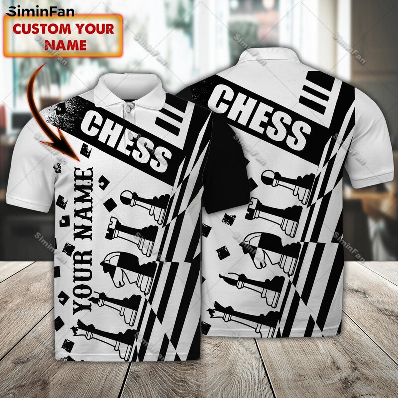 Nome personalizzato giocatore di scacchi 3D All Over stampato Polo da uomo t-shirt con risvolto maschile maglietta da Tennis sportiva estiva Unisex top femminili