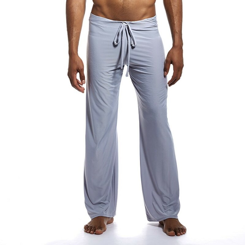Męskie lodowy jedwab długie spodnie do salonu odzież domowa oddychająca miękka piżama do jogi spodnie luźna bielizna nocna