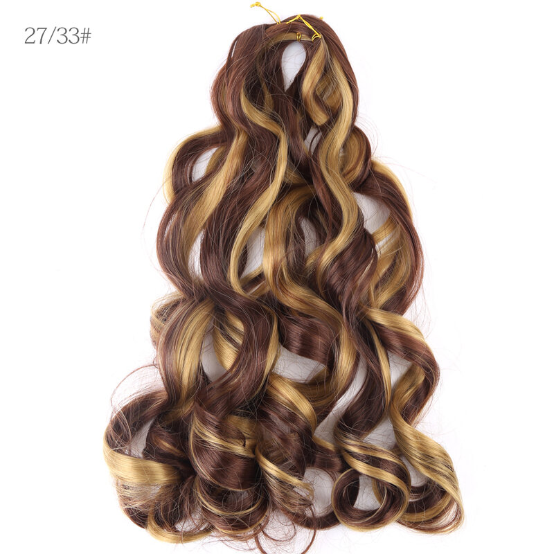 Французские вьющиеся плетеные волосы для вязания крючком, синтетические свободные волнистые косички Омбре, волосы для женщин, спиральные вьющиеся Предварительно растягивающиеся волосы для наращивания