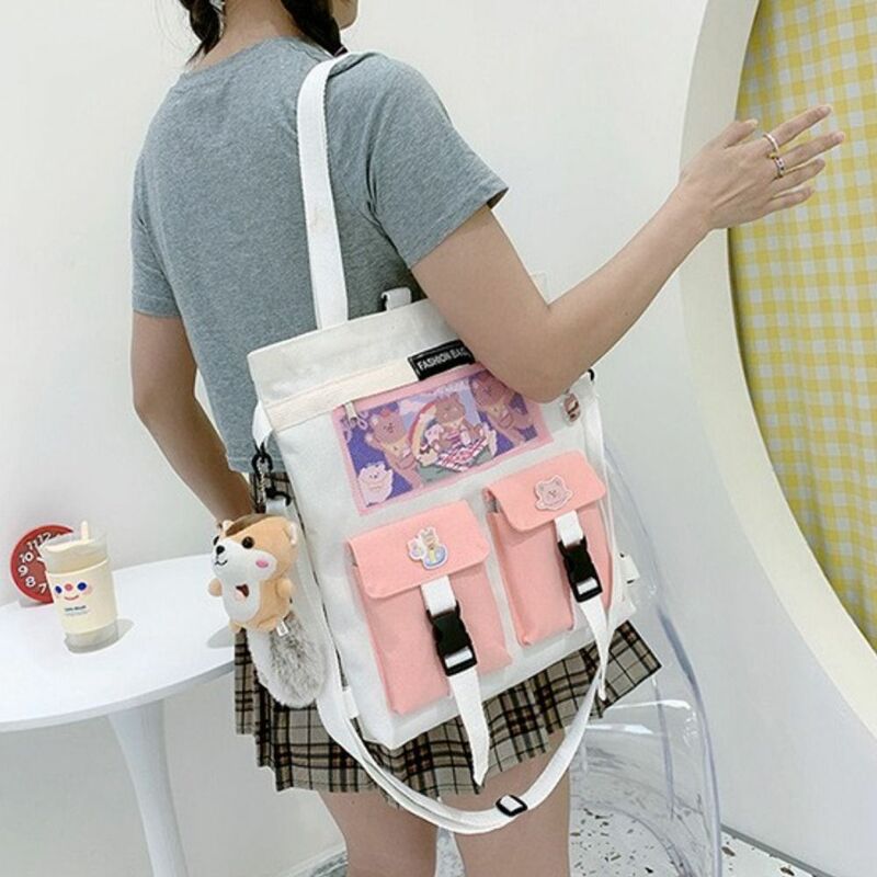 Moda w stylu koreańskim płótno fajna torebka dziewczęca torba na ramię plecak studencki torba listonoszka torba typu crossbody