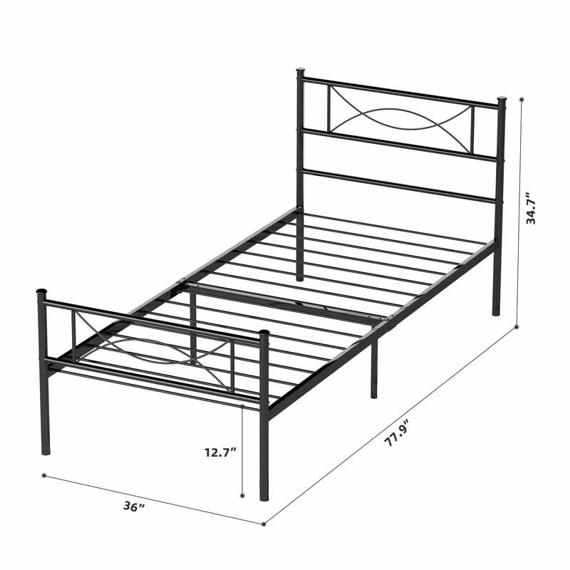 Kids Metal Platform Bed Frame Twin Single Bed Bedroom Furniture