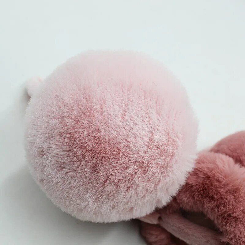 Women Soft Plush Ear Warmer Winter Warm Foldable EarMuffs Fashion Solid Color Fur Earflap Outdoor Cold Protection Ear Cover