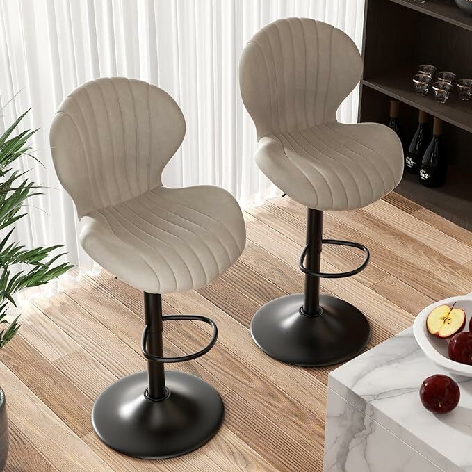 Барный набор табуретов из 2 современных поворотных барных стульев, барные стулья с высокой спинкой