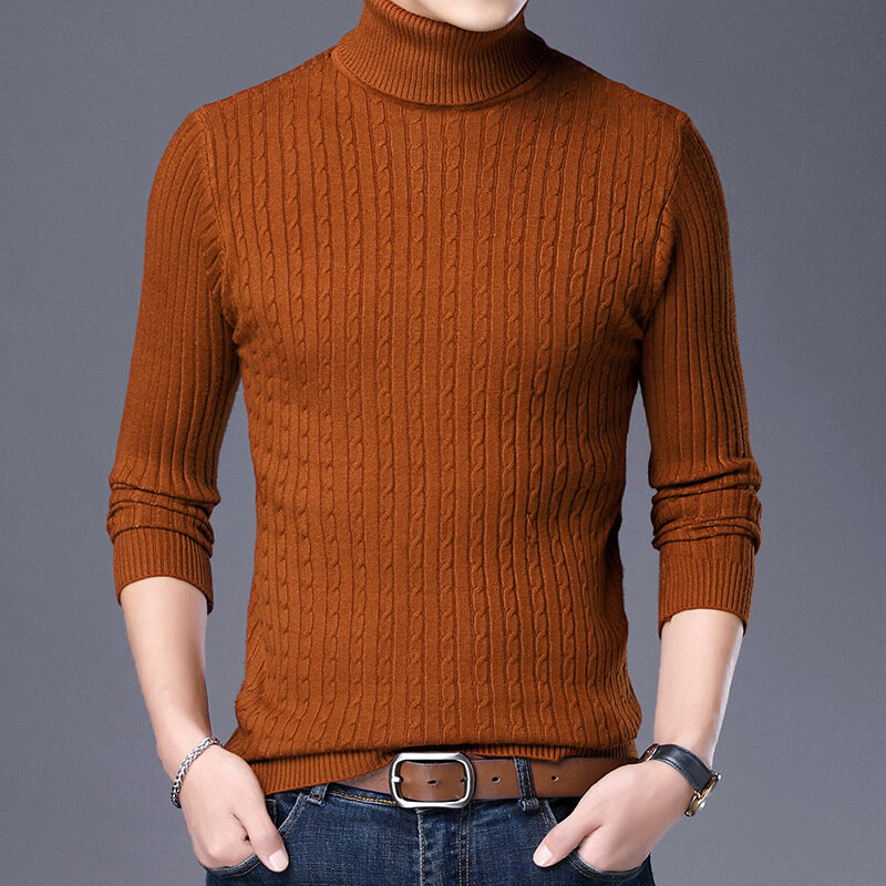 Nuovi maglioni dolcevita da uomo pullover lavorati a maglia uomo tinta unita Casual maglione maschile autunno maglieria top