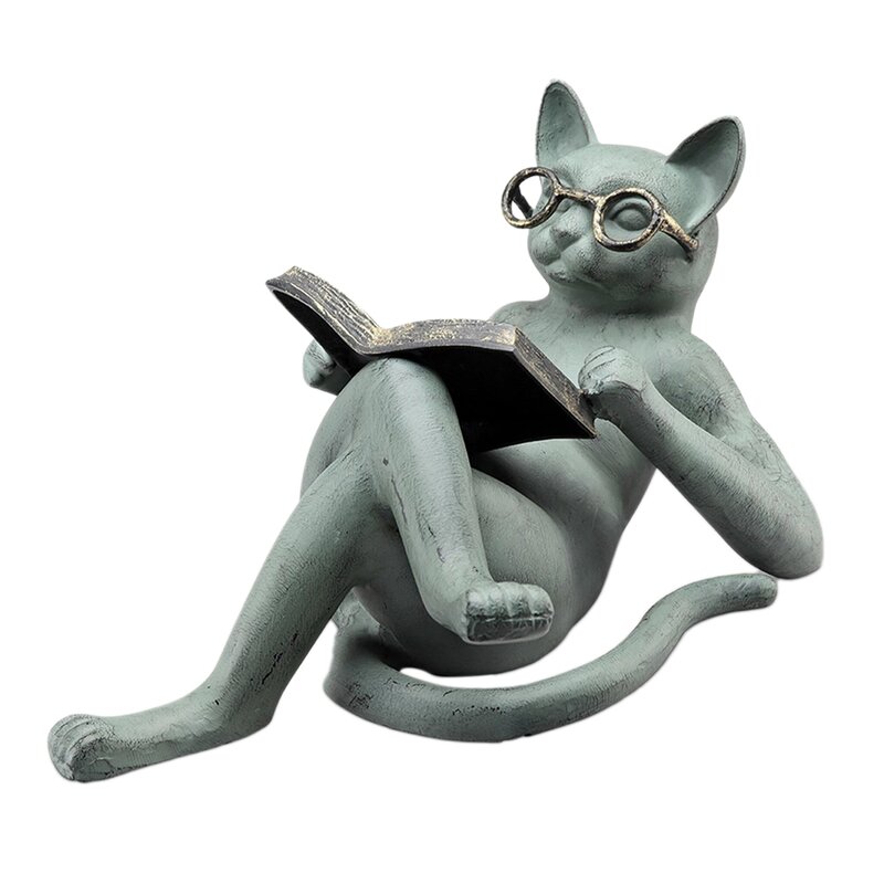 แว่นตางานฝีมือสำหรับแมวอ่านหนังสือตกแต่งรูปแมวการตกแต่งบ้านตกแต่งบ้านสวนสำหรับคนรักแมว