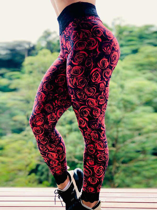 Nowy Sexy legginsy abstrakcyjny wydruk Fitness Jegging wysoki stan spodnie do jogi sportowe Push Up siłownia damskie legginsy