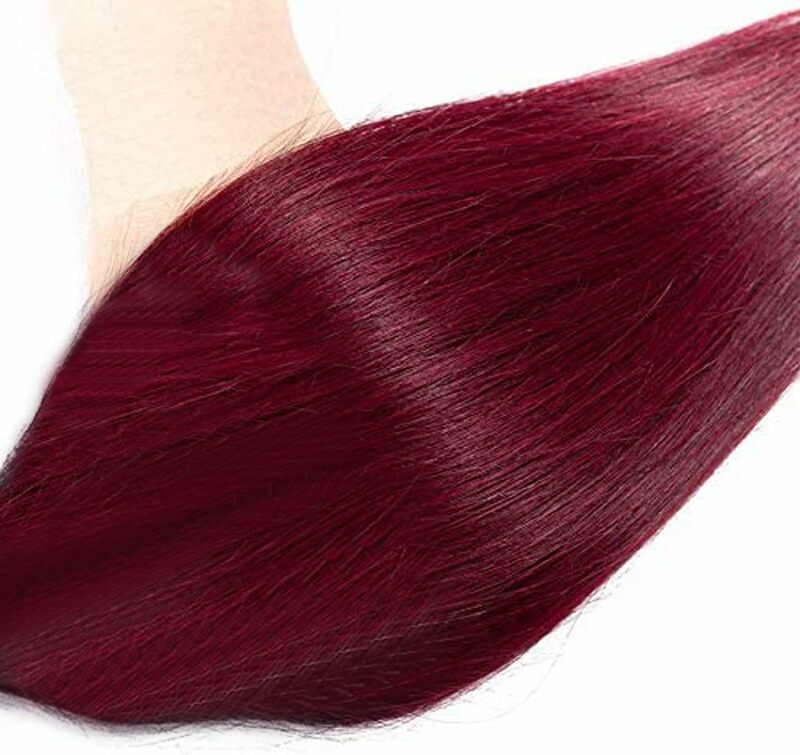 Paket Burgundy lurus bundel rambut Remy Brazil 99J rambut merah anggur 3 bundel jahit lurus dalam bundel rambut manusia Remy