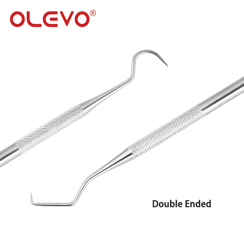 OLEVO-Sonda de explorador Dental, herramienta de acero inoxidable de doble punta, raspador, Limpieza de manchas de dientes, higiene bucal, 3/5 piezas