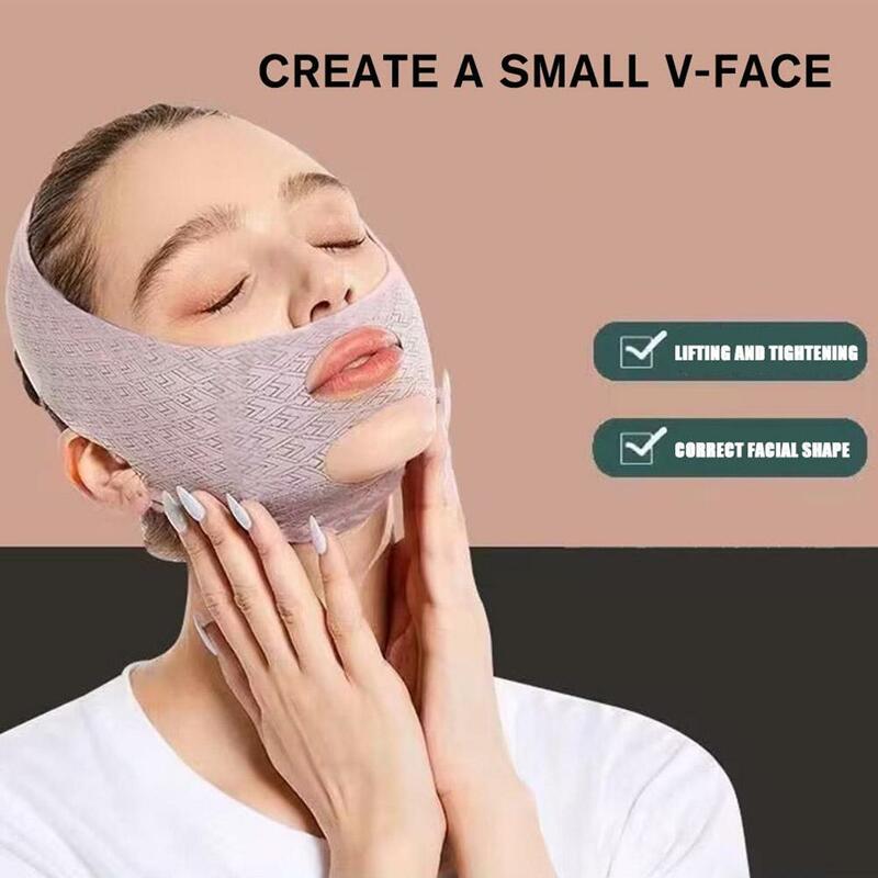 V-face maseczka podbródek w kształcie linii V modelowanie twarzy bandaż na sen unoszący 1 szt. Pasek oddychający pasek maski wyszczuplające twarz