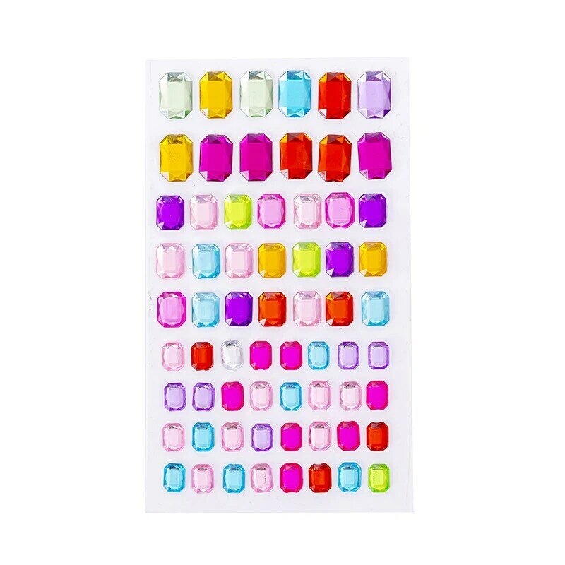 Pegatinas de gemas autoadhesivas multicolores, decoración de diamantes de imitación brillantes, formas surtidas, pegatinas de bricolaje, 1 hoja