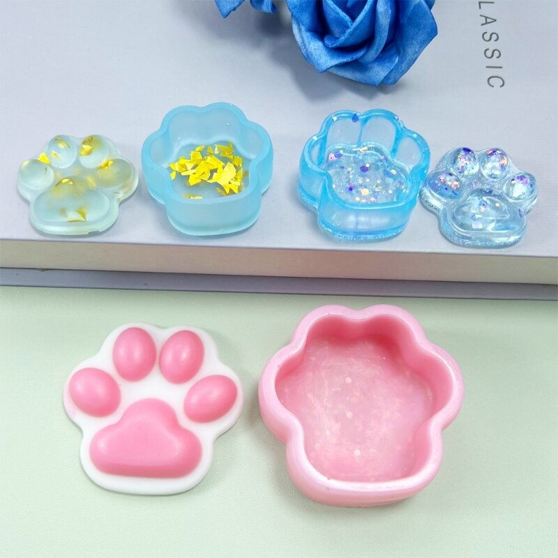 Mini Cat Claw Storage Box Silicone Mold Soft Epoxy Resin Mould DIY Home Decorations for Jewelry Making Crafts Casting