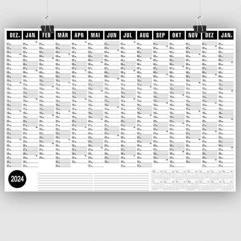 Calendario de pared anual 2024, calendario de pared 365 para hacer, planificador de calendario, póster redondo del año 2024, de enero a diciembre, grande 365