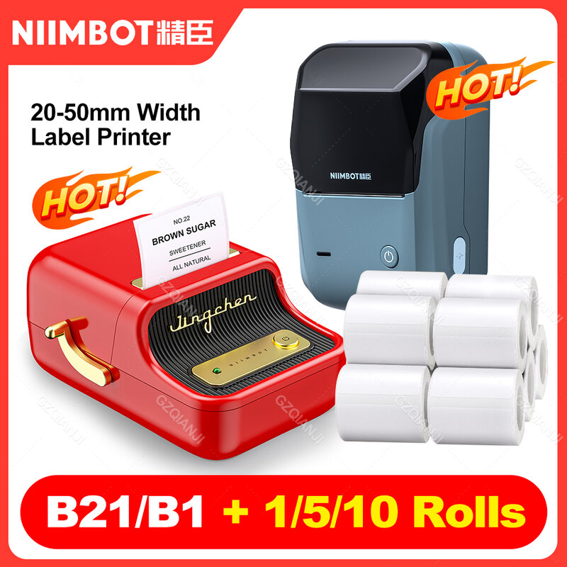 Niimbot B21 Label printer Bluetooth, pembuat stiker saku Mini portabel merah untuk penggunaan telepon rumah kantor